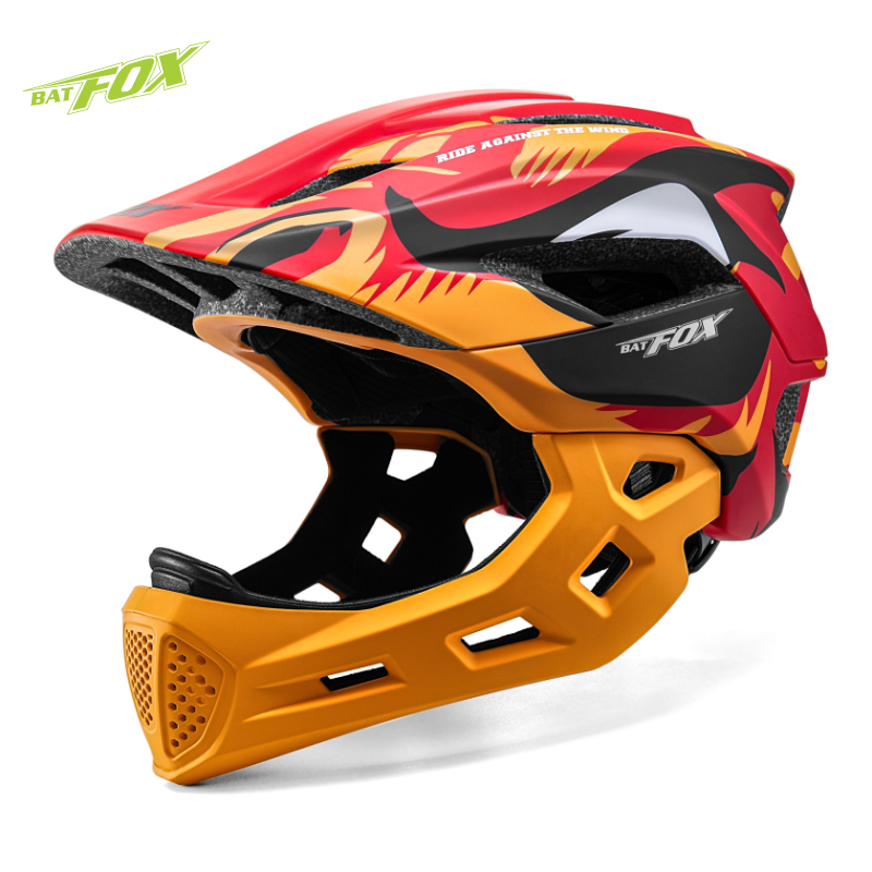 Motorcycle Gear Kids - BATFOX キッズフルフェイスバイクヘルメット取り外し可能なサイクリングヘルメット子供青少年スポーツ安全保護装備 MTB 自転車ヘルメット