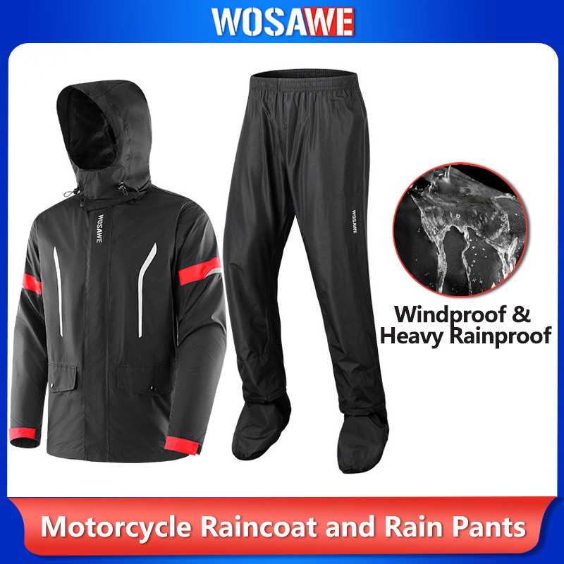 Motorcycle Gear Full Set - WOSAWE メンズバイク用レインスーツ 防水 厚手 プラスサイズ ライディングジャケット
