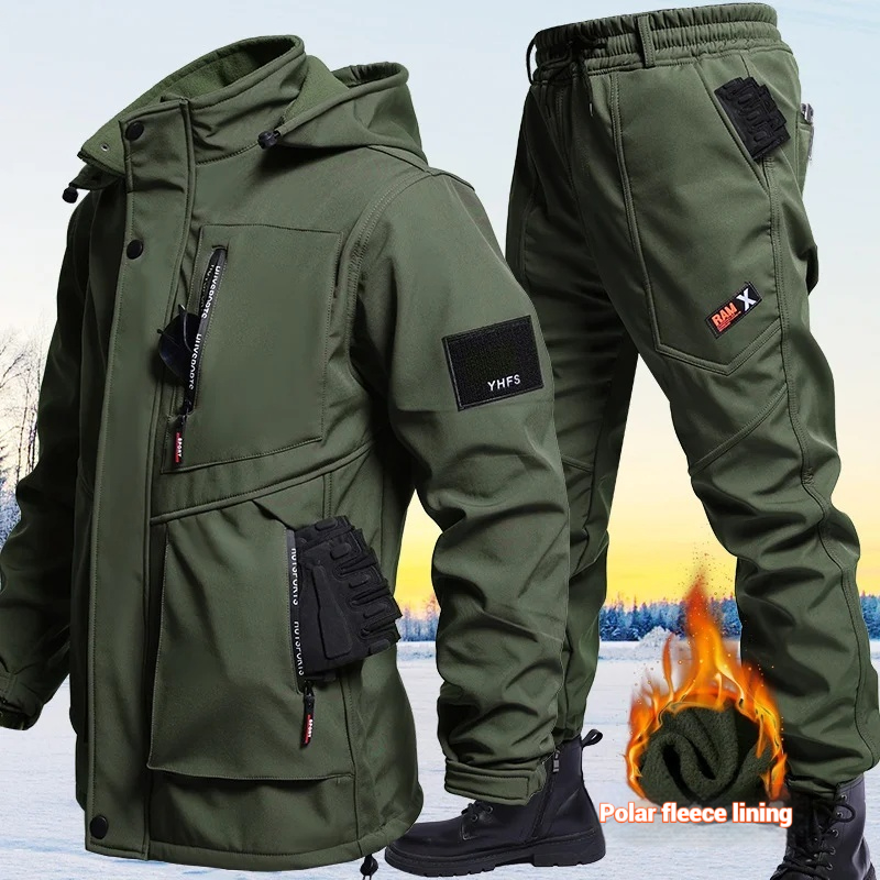 Motorcycle Gear Outfit - 2025年冬 メンズ バイクジャケット ベルベット スポーツセット 耐摩耗性