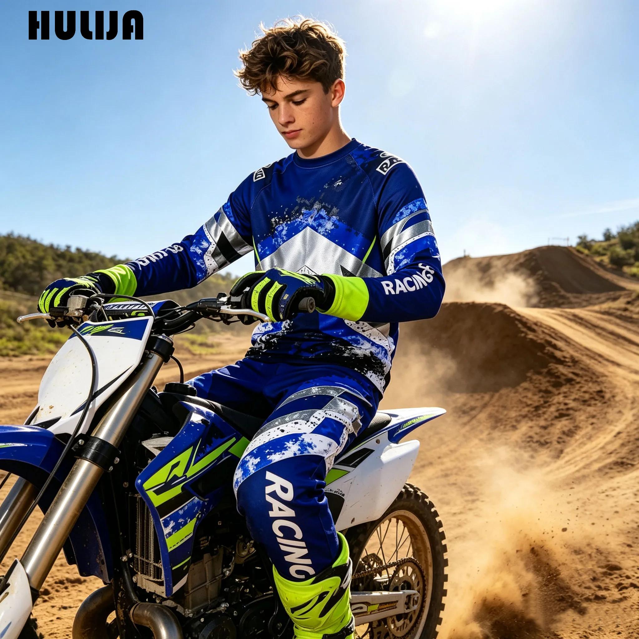 Motorcycle Gear Full Set - ユースボーイズダートバイクギア軽量モトクロスジャージ＆パンツ2点セットオートバイ用品モータースポーツスーツ通気性