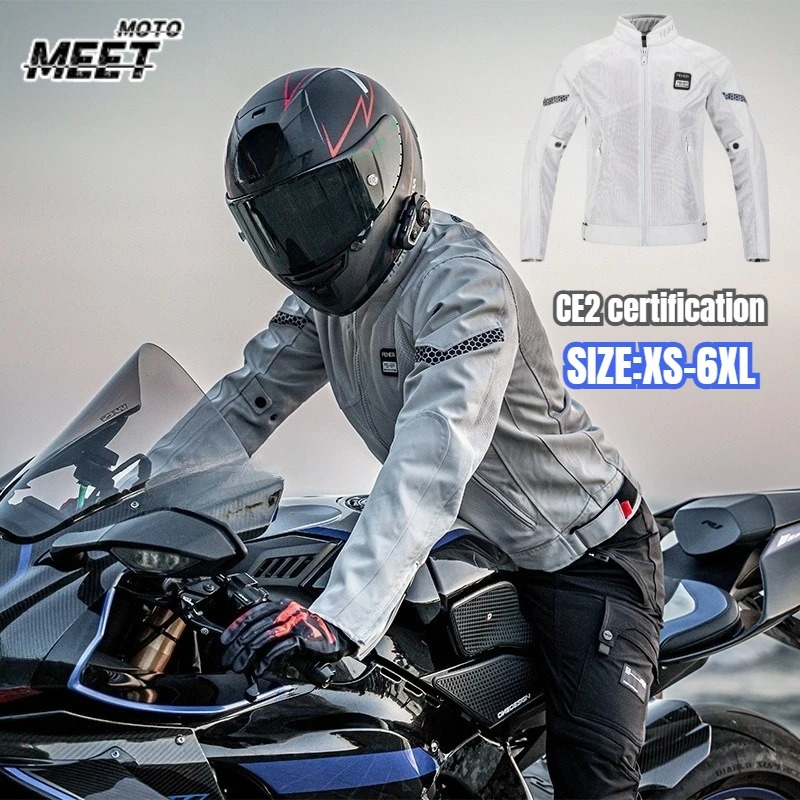 Motorcycle Gear Outfit - オートバイジャケット夏ソフトメッシュプロテクターギア通気性ライディングサイクリング衣装メッシュ通気性アンチフォールレーシングバイカーギア