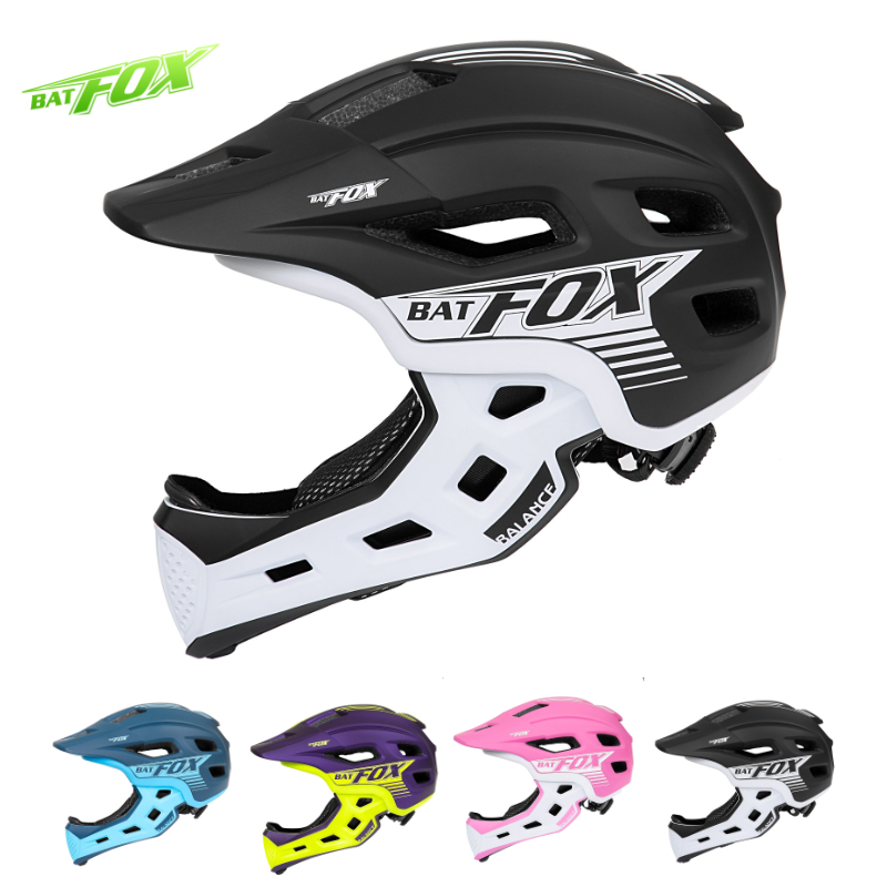 Motorcycle Gear Kids - BATFOX バイクヘルメット子供用フルフェイス取り外し可能な子供用サイクリング自転車スポーツ膝パッドセット安全帽子スケートボードスケートヘルメット