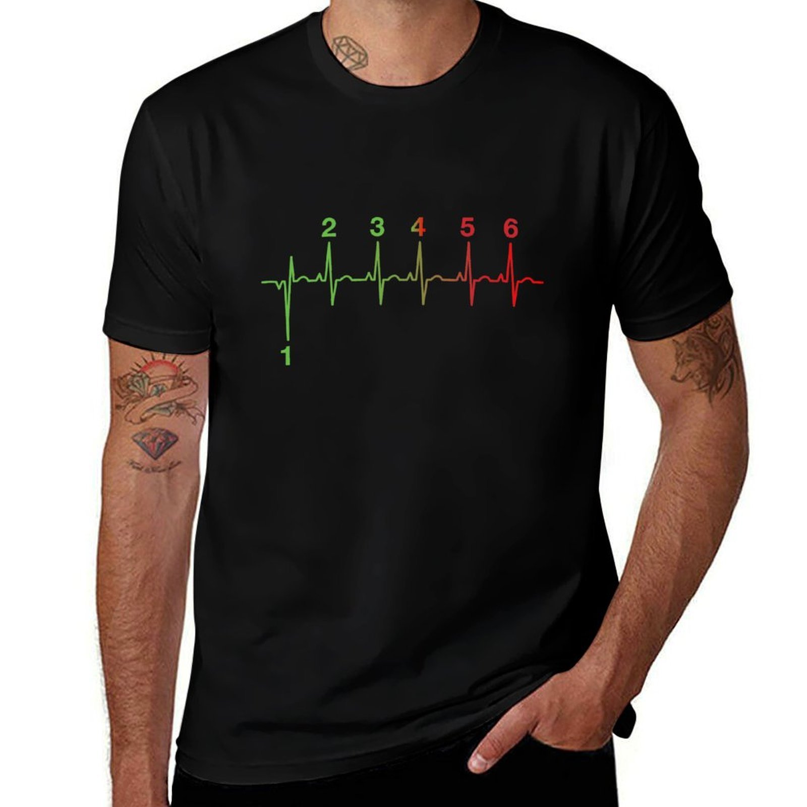 Motorcycle Gear Outfit - オートバイ ハートビート ギアシフト RPM EKG Tシャツ