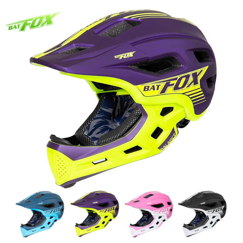Motorcycle Gear Kids - Batfox-子供用の取り外し可能なフルフェイスヘルメット,サイクリングの安全性,自転車,スケートボード,スケート,スクーター,膝パッドセット,子供用バイクヘルメット