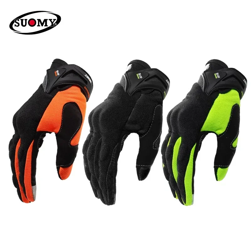 Motorcycle Gear Gloves - Suomy-通気性のあるフルフィンガーレーシングバイクグローブ、品質、スタイリッシュに装飾、滑り止め、ウェアラブル、S-XXL