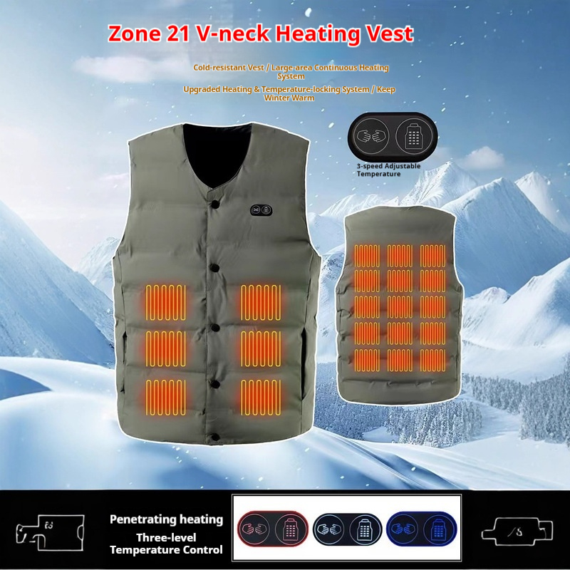 Motorcycle Gear For Winter - 冬の新スタイル 21 ゾーン V ネック加熱ベストユニセックス USB