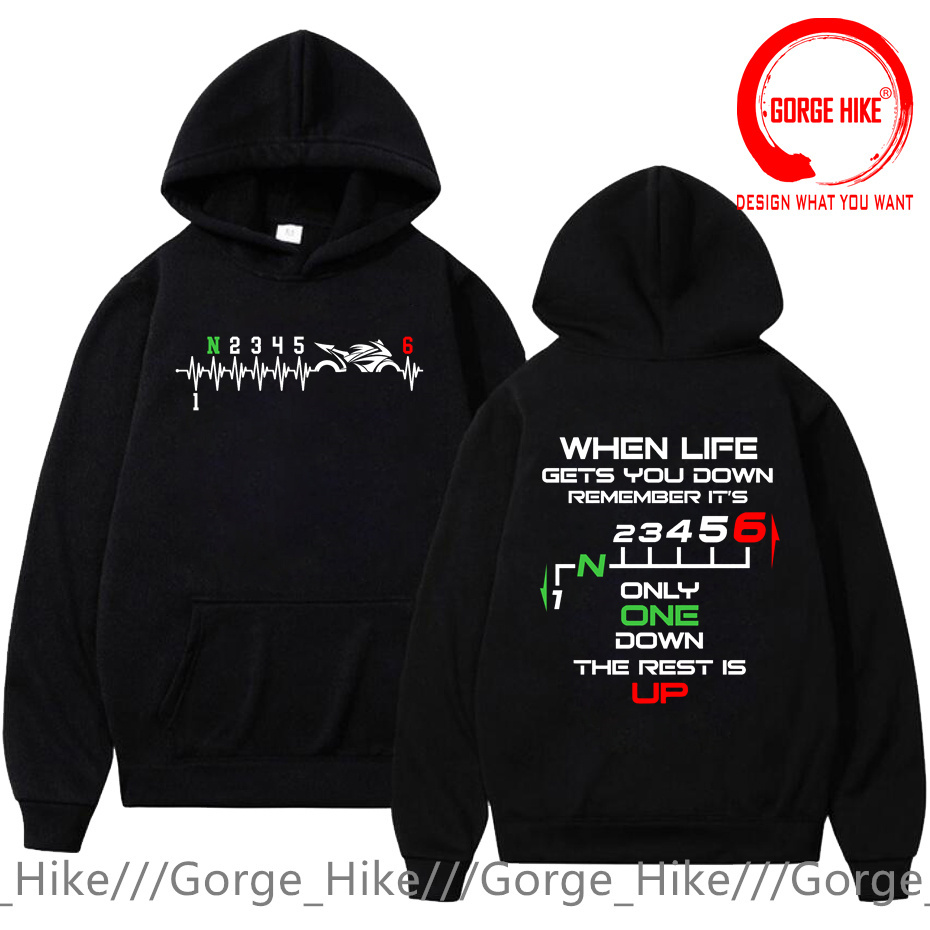 1N23456 オートバイギアシフトワンアップファイブダウン - Motorcycle Gear Hoodie のレビューと価格