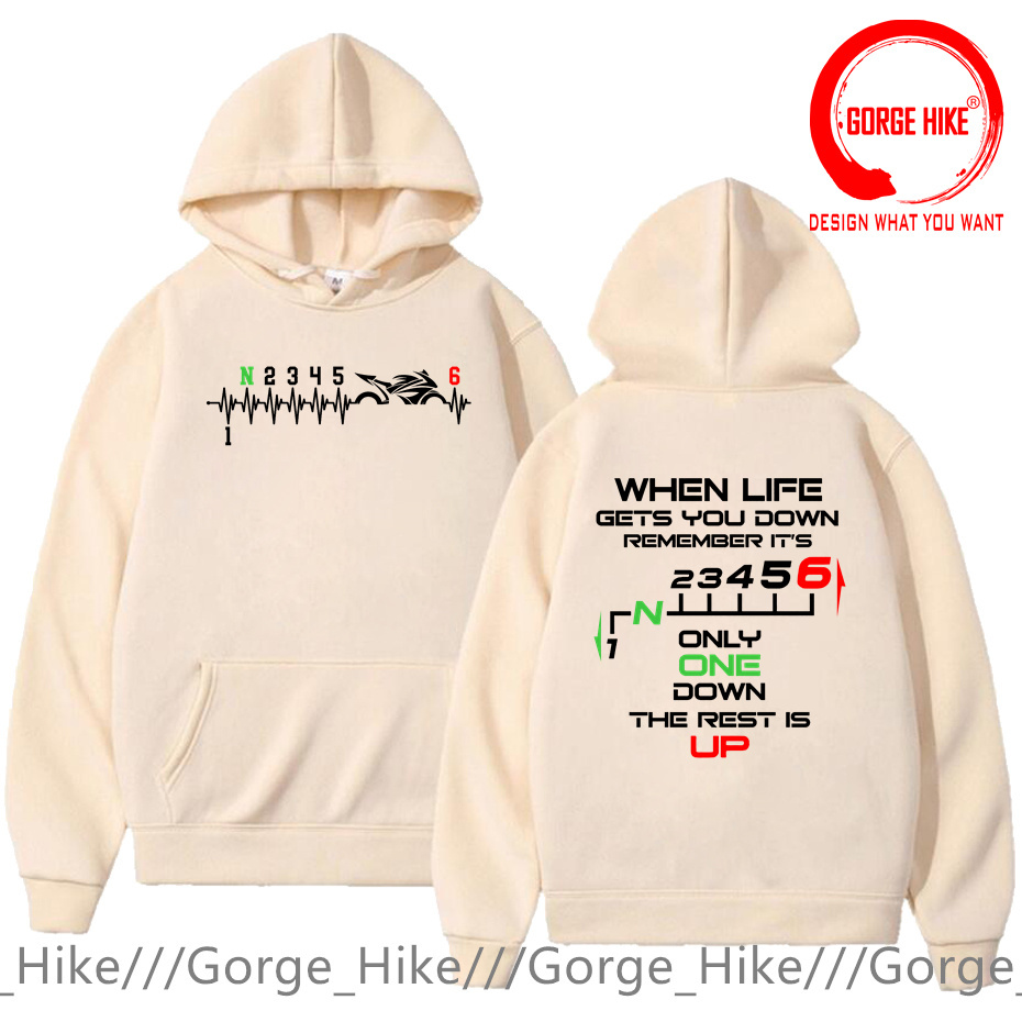 1N23456 オートバイギアシフトワンアップファイブダウン - Motorcycle Gear Hoodie のレビューと価格