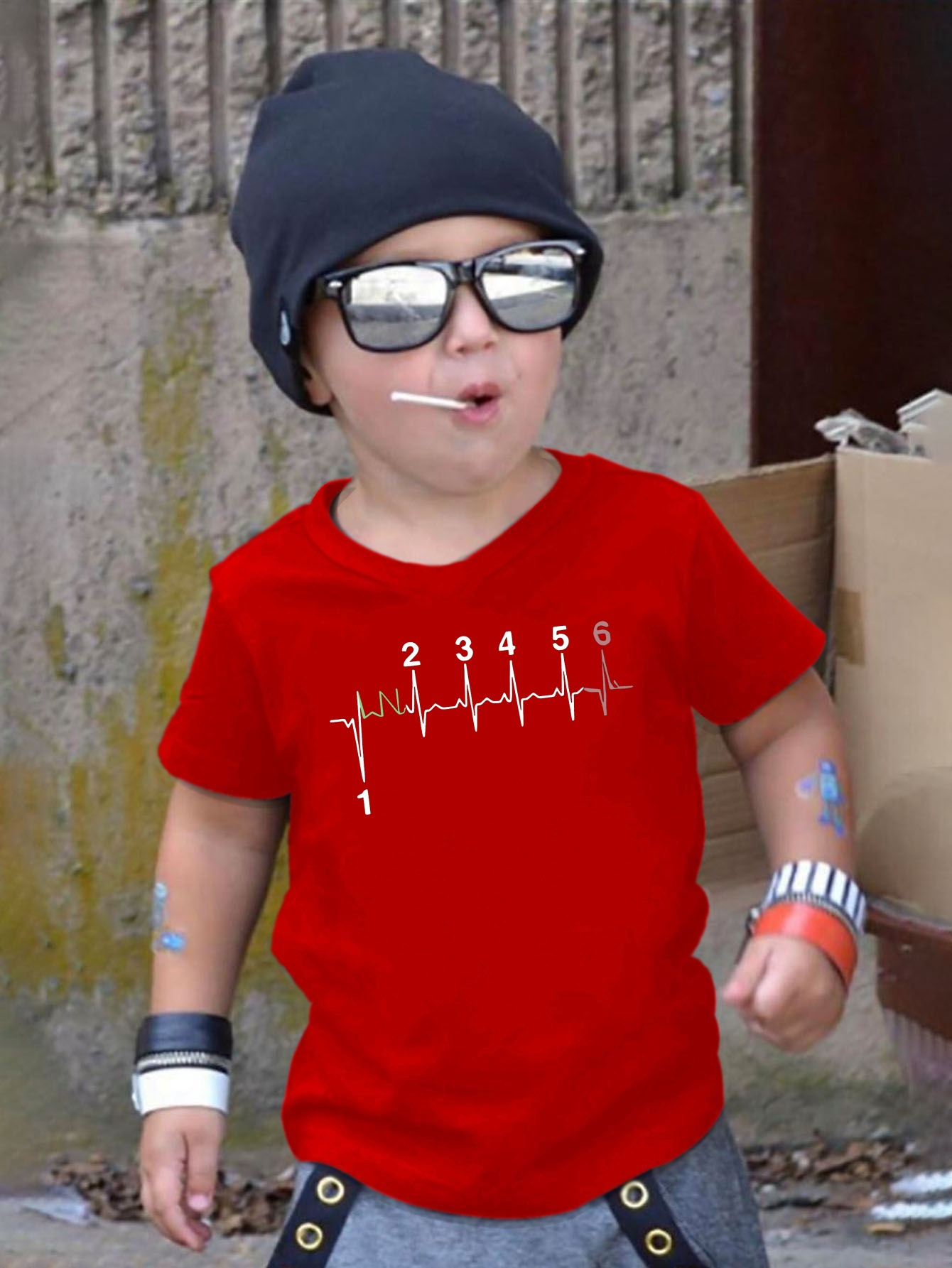 バイクギアシフト ハートビートグラフィック キッズTシャツ  - Motorcycle Gear Outfit のレビューと価格