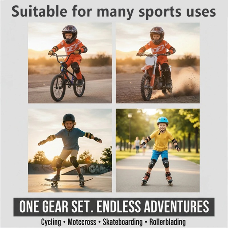 落下防止子供用膝肘パッドセット、調節可能なモトクロス安全ガー - Motorcycle Gear For Sale のレビューと価格