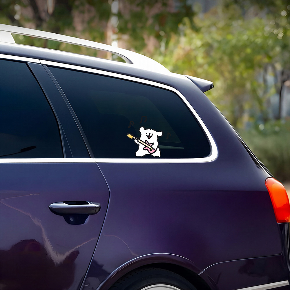 車のカスタムフロントガラスステッカーかわいいライン犬マルチー - Motorcycle Gear Auto のレビューと価格