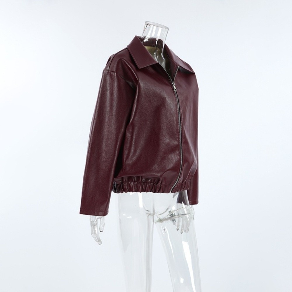 ヴィンテージPUレザージャケット マットシェル ワインレッド - Motorcycle Gear Outfit のレビューと価格