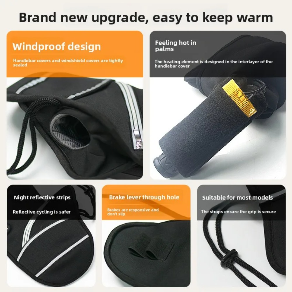 オートバイのハンドルバーカバー冬用加熱電子手袋暖かい防水電気 - Motorcycle Gear Gloves のレビューと価格