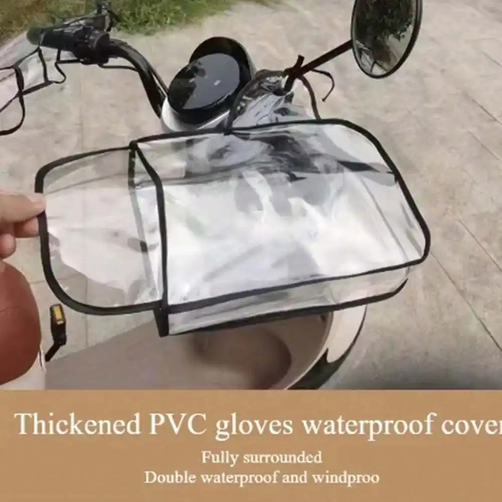 1 ペアの電動自転車透明ハンドル手袋 PVC 防風、防雨、防 - Motorcycle Gear Gloves のレビューと価格