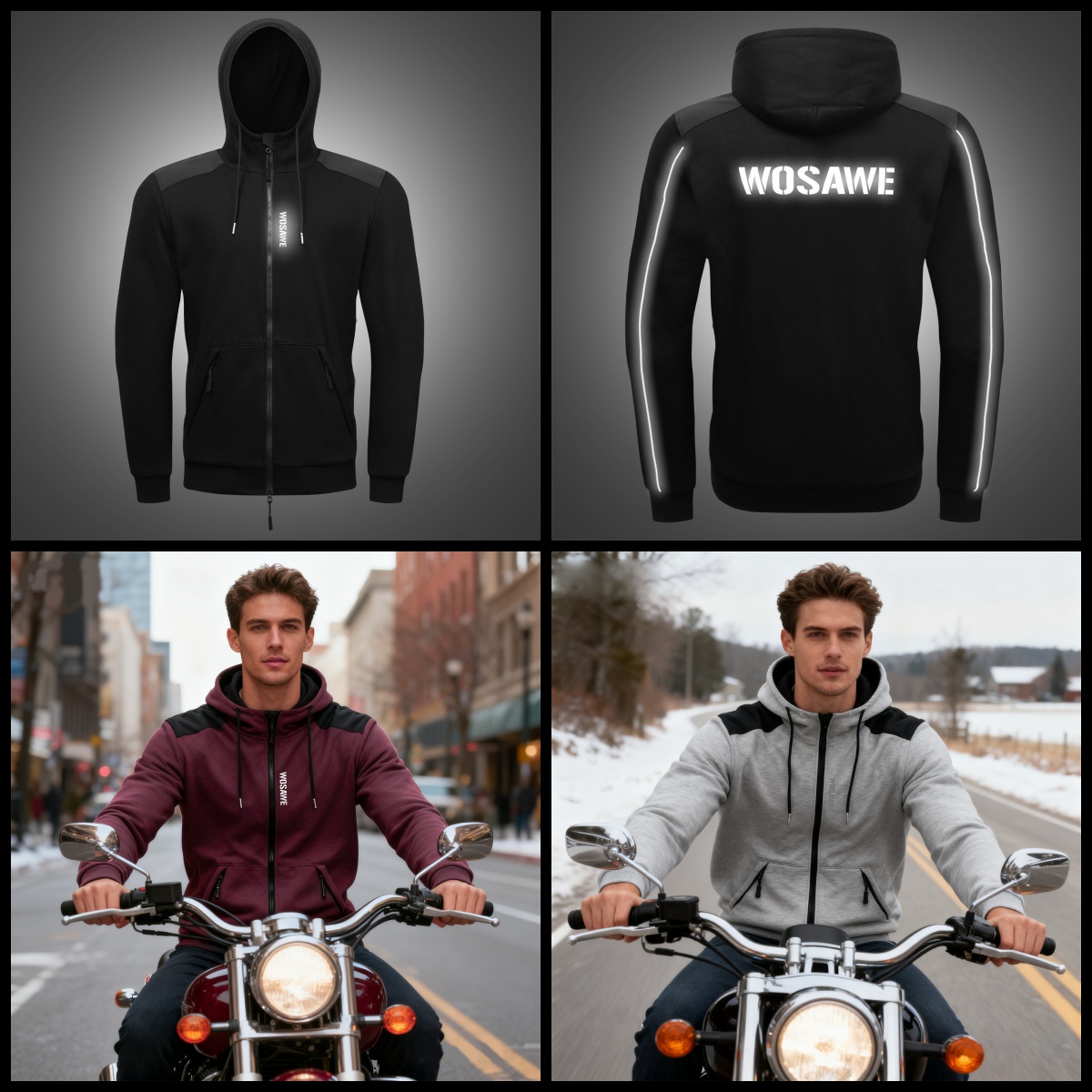 WOSAWE オートバイパーカージャケットモトクロス暖かいジ - Motorcycle Gear Hoodie のレビューと価格